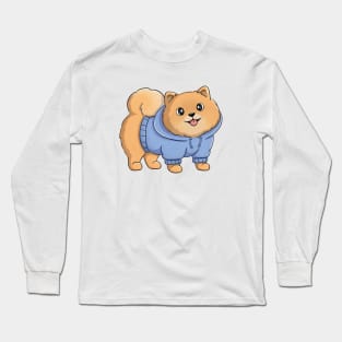 Cute And Fluffy Pomeranian Dog Long Sleeve T-Shirt